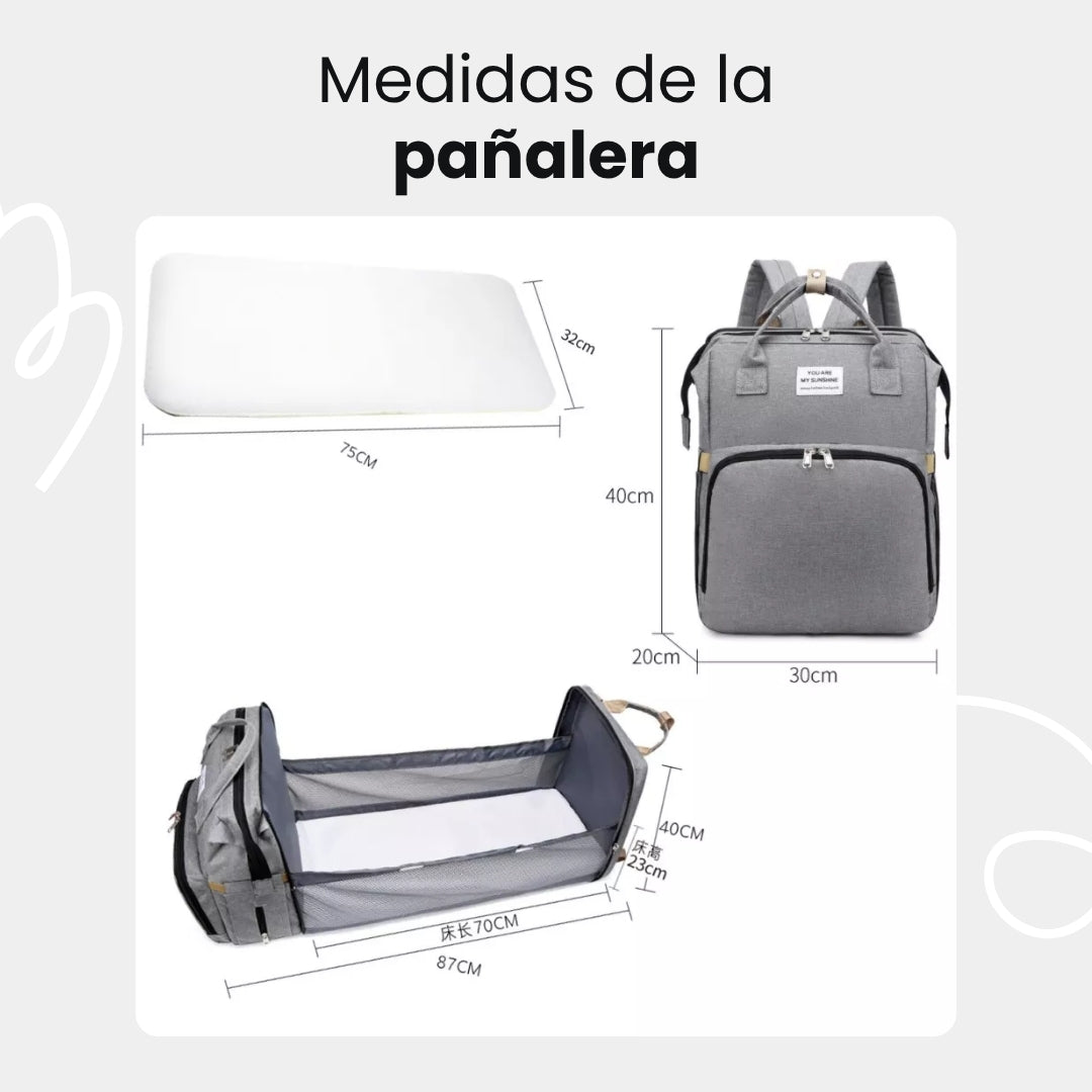 Mochila Pañalera 3 en 1 — Cuna, cambiador y pañalera todo en uno