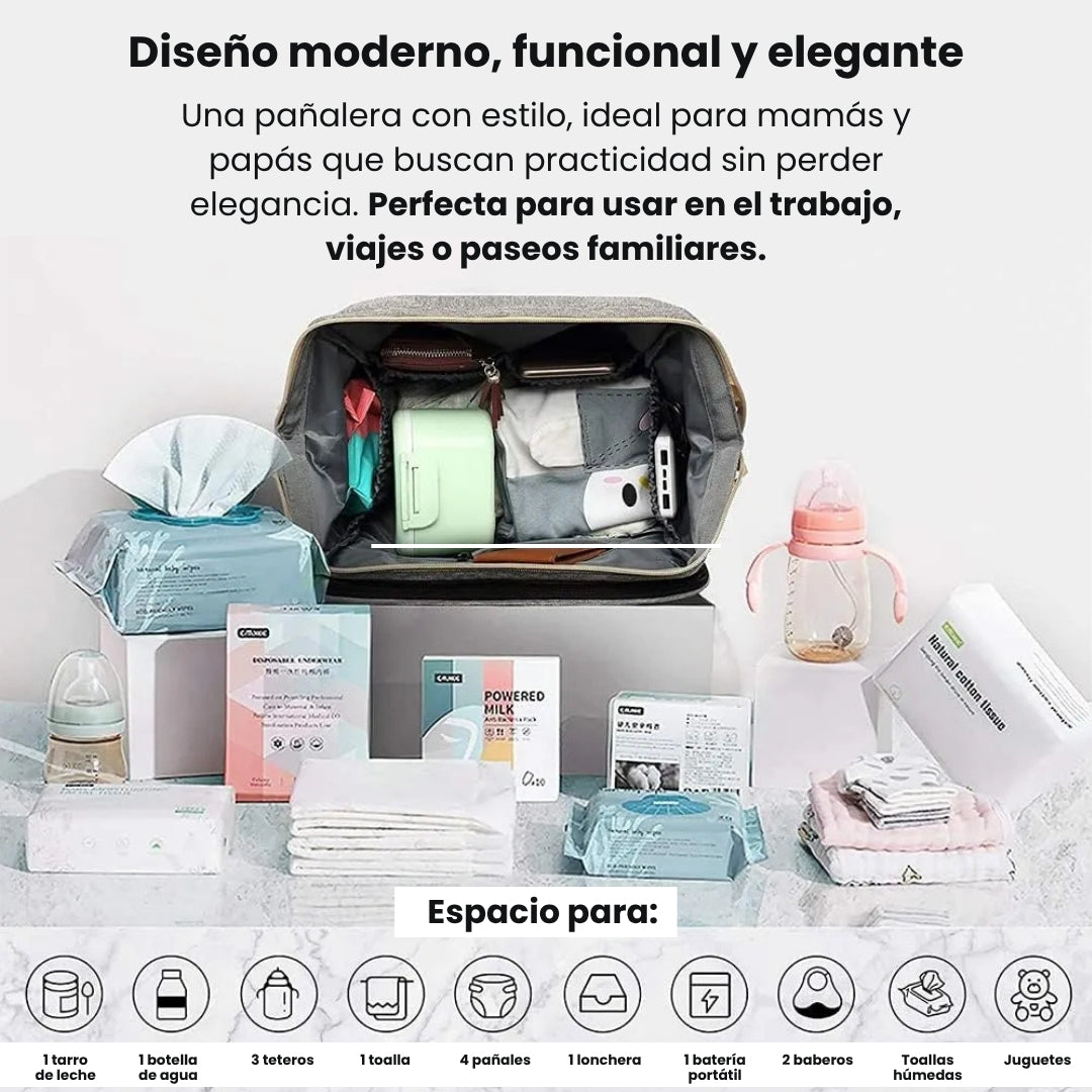 Mochila Pañalera 3 en 1 — Cuna, cambiador y pañalera todo en uno