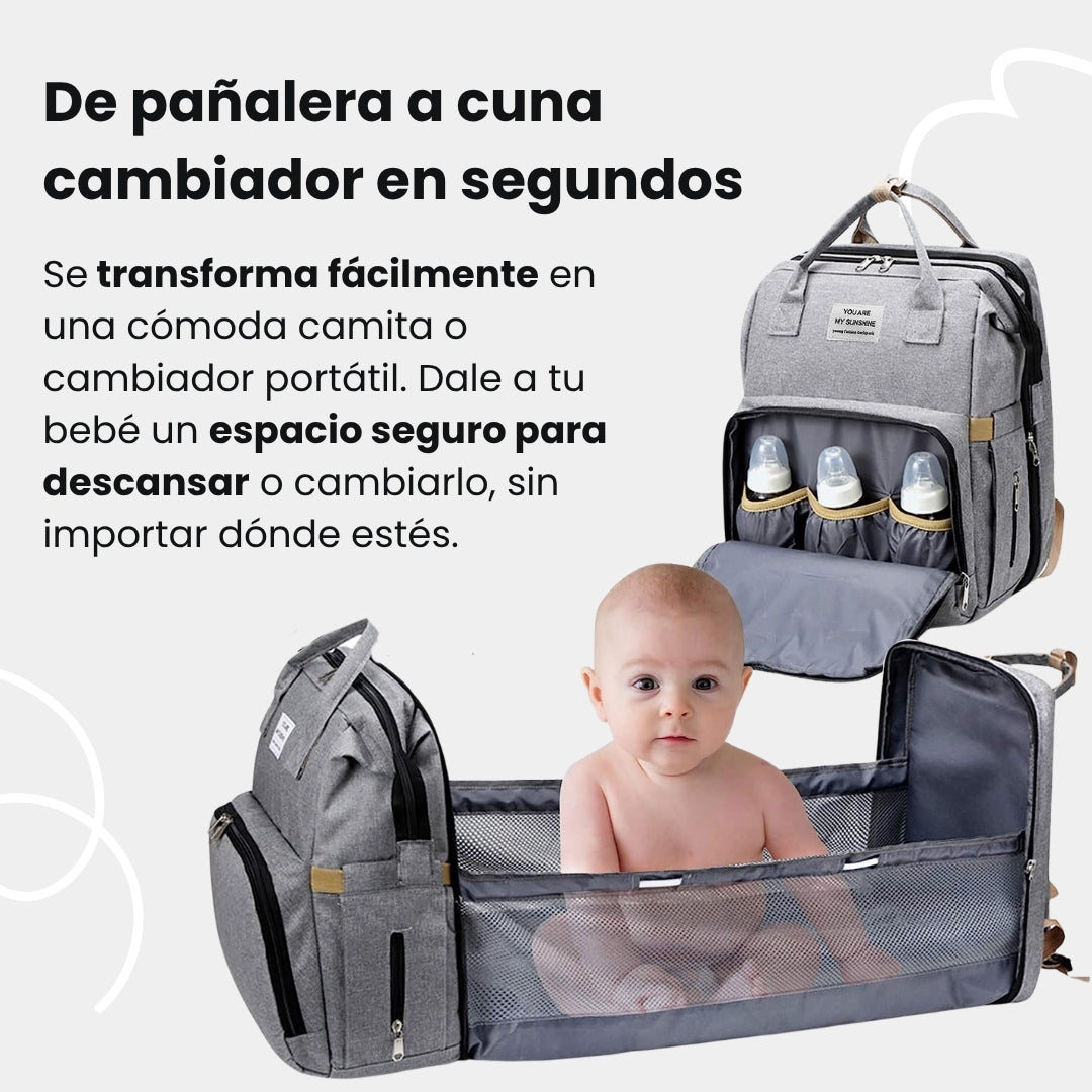 Mochila Pañalera 3 en 1 — Cuna, cambiador y pañalera todo en uno