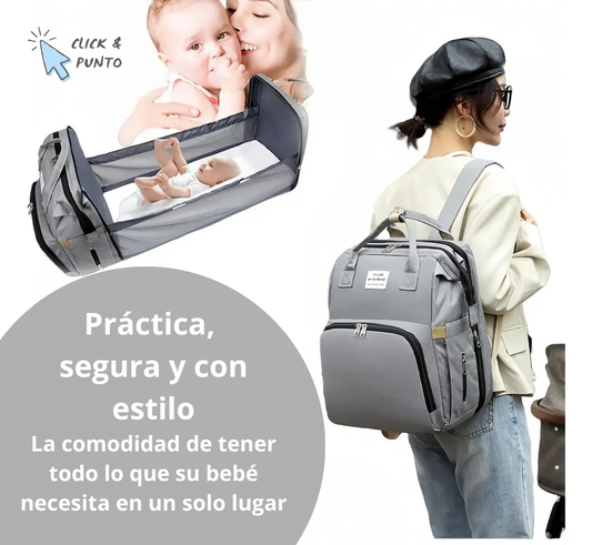 Mochila Pañalera 3 en 1 — Cuna, cambiador y pañalera todo en uno